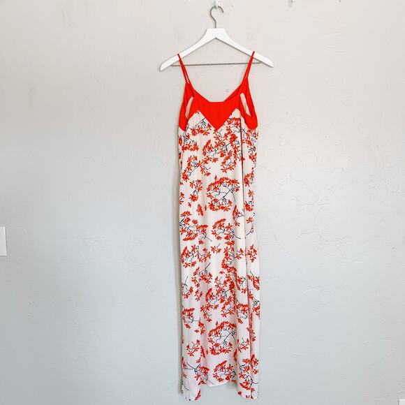 Collective Concepts White and Coral Floral Maxi Dress Small - Picture 3 of 5
